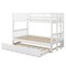 Dark Brown White Wood 4-in-1 Convertible Bunk Bed with Trundle and Ladder